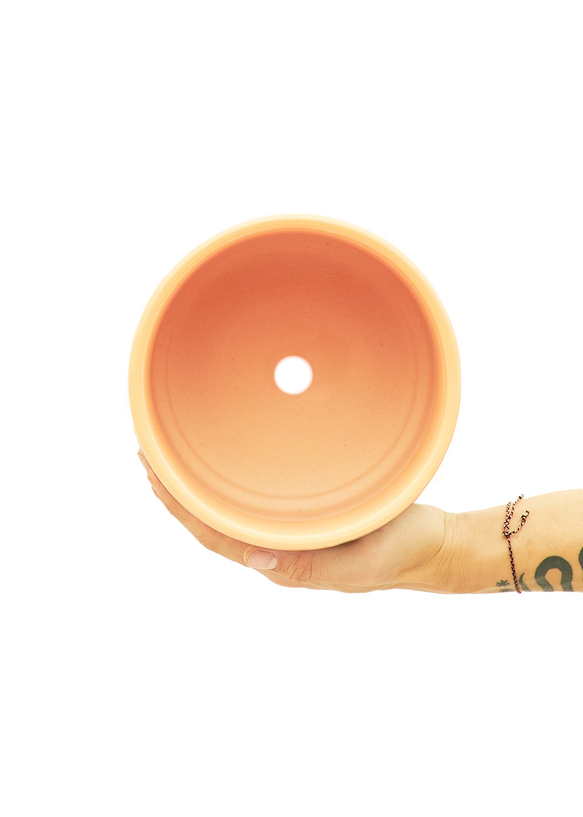 Cylindrical Ceramic Planter, Peach 7" Wide